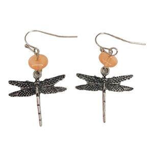 Dragonfly Dangle Fish Hook Silver Spring Nature Earrings